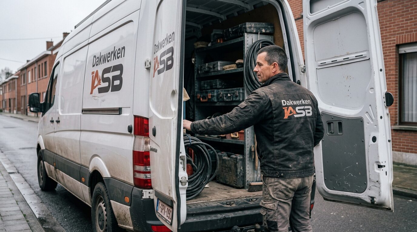 Goed uitgeruste bestelwagen van Dakwerken ASB